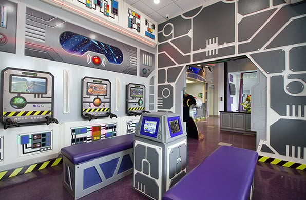 space themed play area for kids