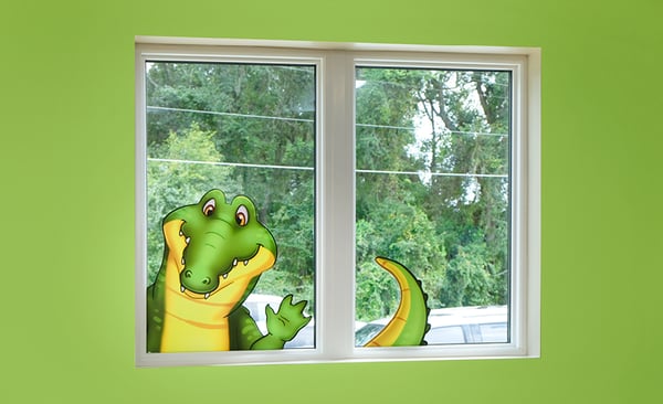 alligator sticker on the window